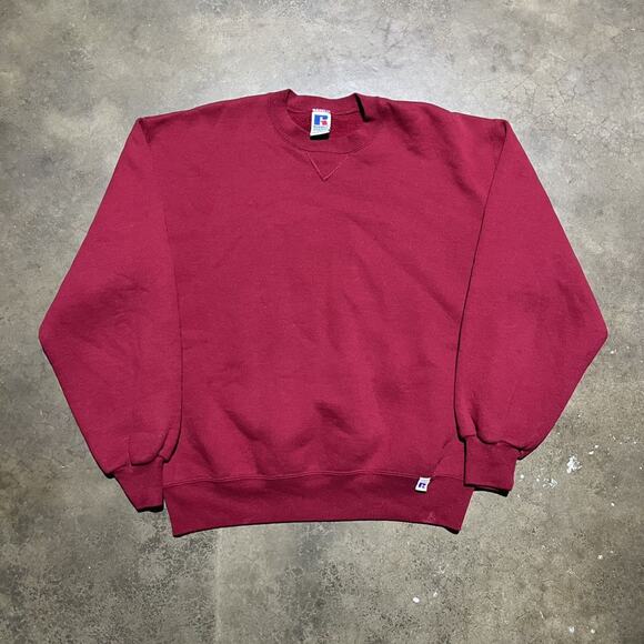 Vintage 90s Russell Athletic Red Blank Boxy Sweatshirt - Picture 1 of 3